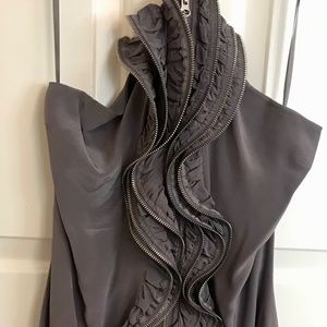 Zipper Ruffles Halter Dress